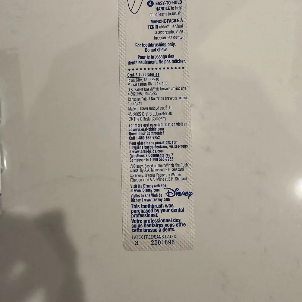 Oral-B Disney Stage 2 Toothbrushes Winnie Pooh Tigger Piglet Elephent (Set Of 4)